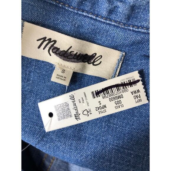 Madewell Chambray Top  Denim Darted Button Up Shirt Winnset Wash Blue NWT Small - Picture 8 of 12